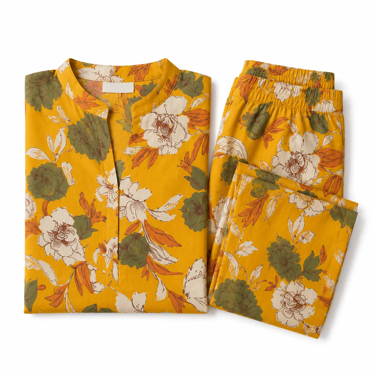 Women's Mustard Floral Printed Lounge Co-ord Set
