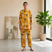 Women's Mustard Floral Printed Lounge Co-ord Set